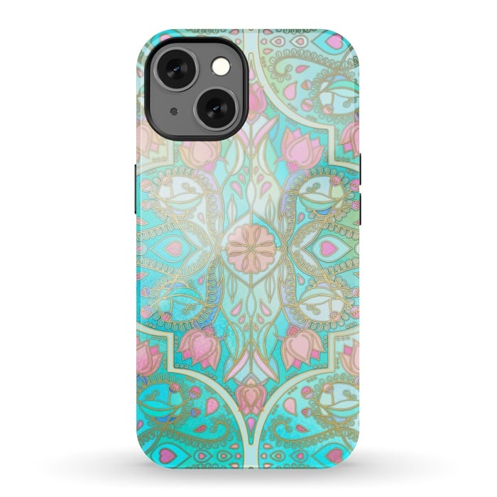 iPhone 13 StrongFit Floral Moroccan in Spring Pastels by Micklyn Le Feuvre