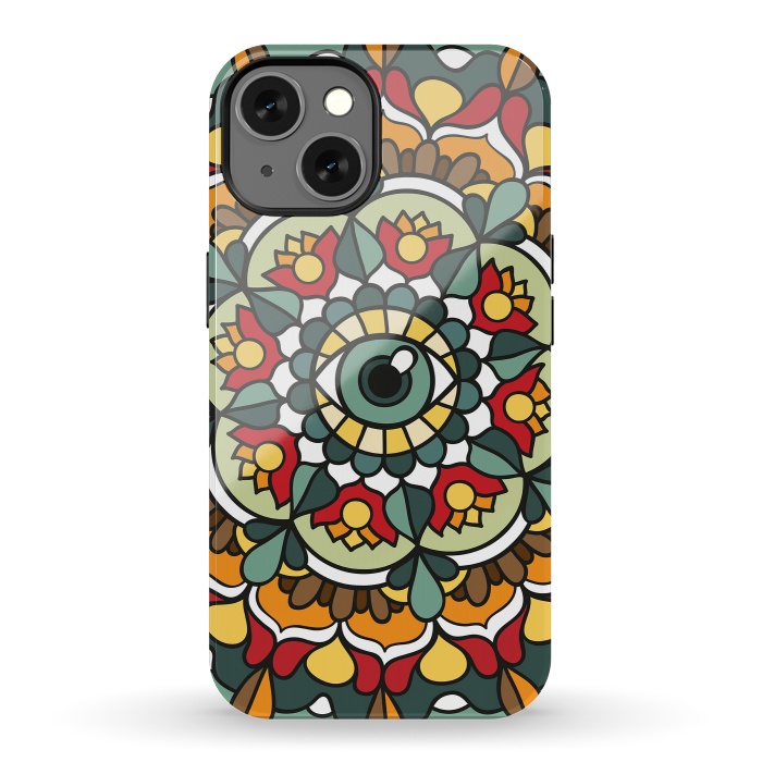 iPhone 13 StrongFit Green Eye Mandala by Majoih