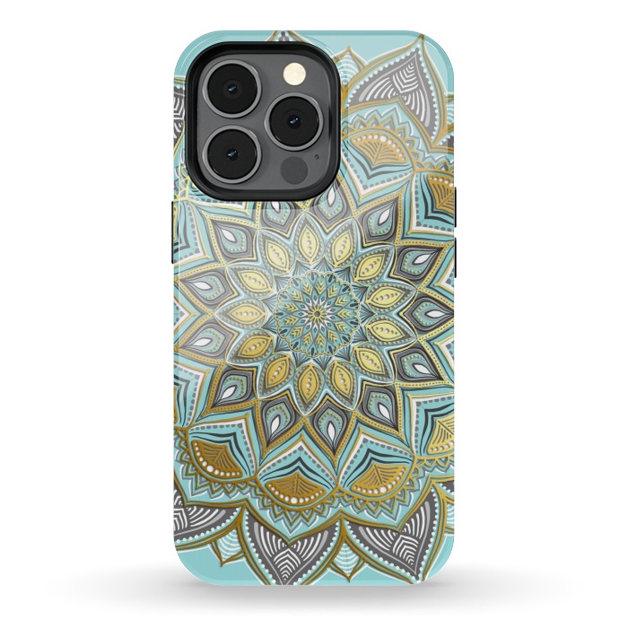 iPhone 13 pro StrongFit Sunny Skies Gilded Lace Medallion by Micklyn Le Feuvre