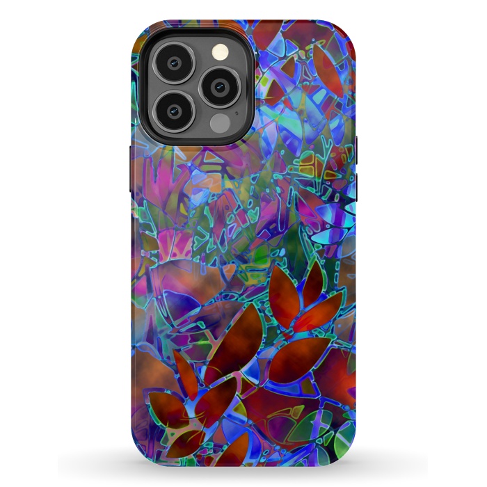 iPhone 13 Pro Max StrongFit Floral Abstract Stained Glass G174 by Medusa GraphicArt