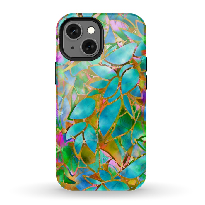 iPhone 13 mini StrongFit Floral Abstract Stained Glass G265  by Medusa GraphicArt