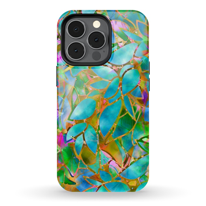 iPhone 13 pro StrongFit Floral Abstract Stained Glass G265  by Medusa GraphicArt