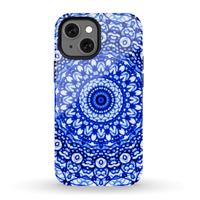 iPhone 13 mini StrongFit Blue Mandala Mehndi Style G403  by Medusa GraphicArt