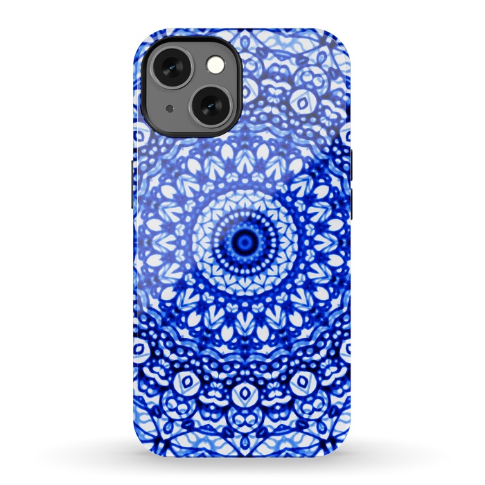 iPhone 13 StrongFit Blue Mandala Mehndi Style G403  by Medusa GraphicArt