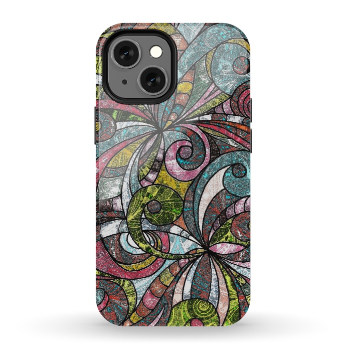 iPhone 13 mini StrongFit Drawing Floral Zentangle G203 by Medusa GraphicArt