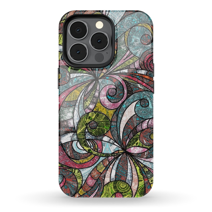 iPhone 13 pro StrongFit Drawing Floral Zentangle G203 by Medusa GraphicArt