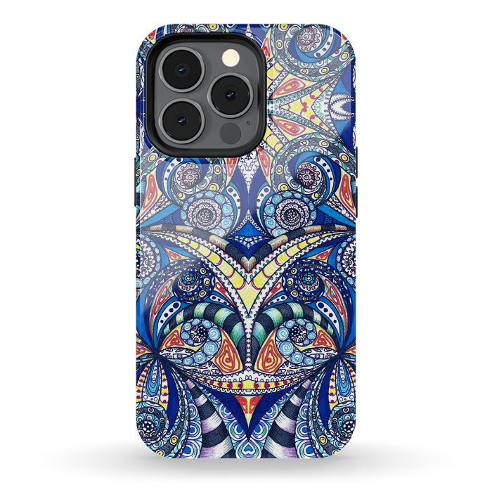 iPhone 13 pro StrongFit Drawing Floral Zentangle G7B by Medusa GraphicArt