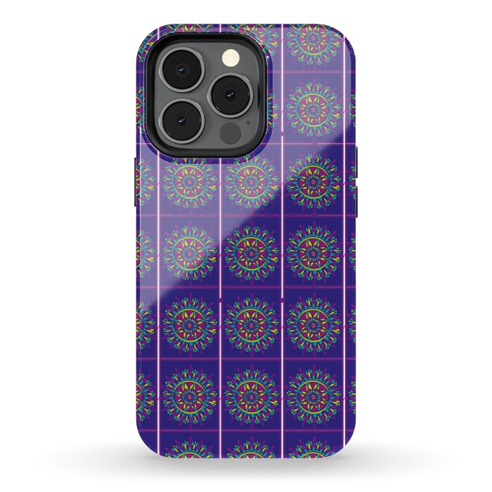 iPhone 13 pro StrongFit Blue Mandala Design  by Merveilleux Clement