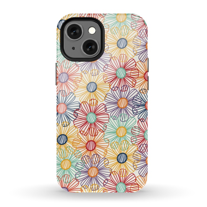 iPhone 13 mini StrongFit RAINBOW FLORAL by TracyLucy Designs