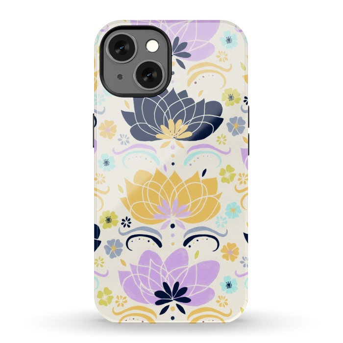 iPhone 13 StrongFit Navy & Pastel Floral  by Tigatiga