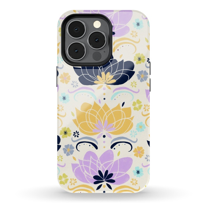 iPhone 13 pro StrongFit Navy & Pastel Floral  by Tigatiga
