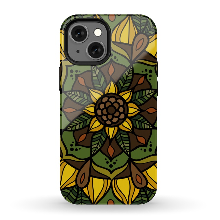 iPhone 13 mini StrongFit Sunflower Mandala by Majoih