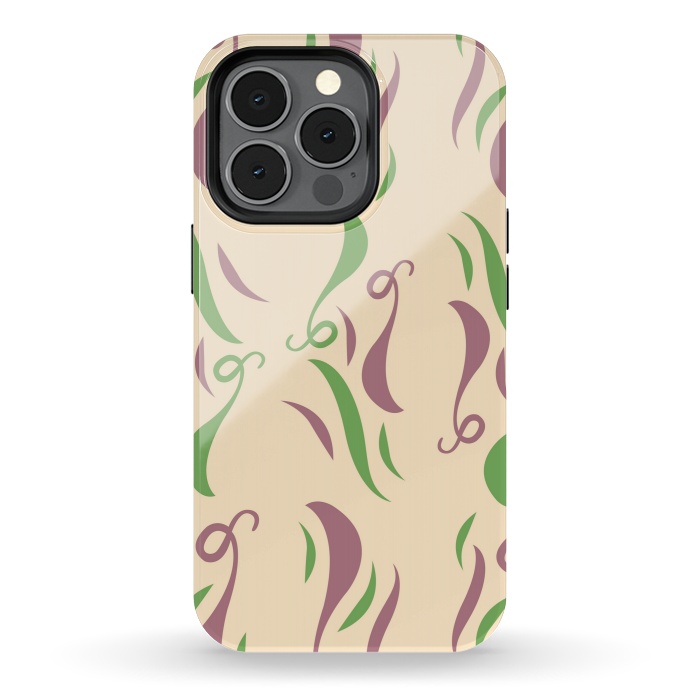 iPhone 13 pro StrongFit GREEN PINK FLORAL PATTERN by MALLIKA