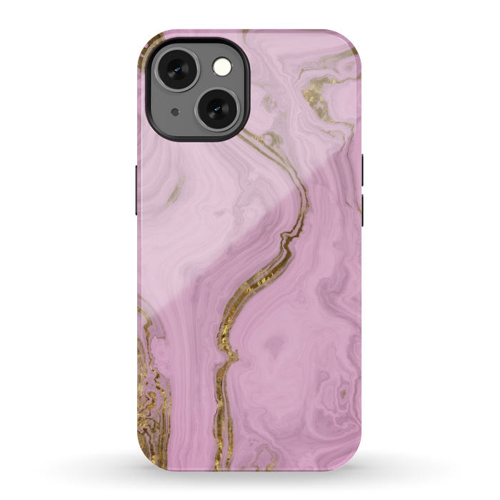 iPhone 13 StrongFit Elegant Pink Marble With Gold 2 by Andrea Haase