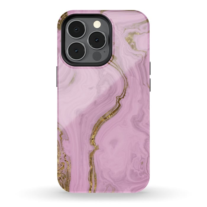 iPhone 13 pro StrongFit Elegant Pink Marble With Gold 2 by Andrea Haase