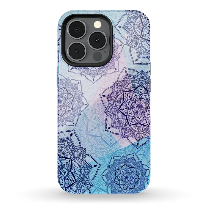 iPhone 13 pro StrongFit Blue purple mandalas by Jms