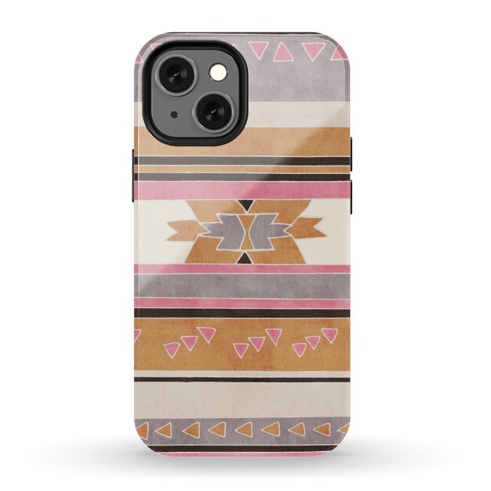 iPhone 13 mini StrongFit Orange & Pink Aztec Tribal by Tangerine-Tane