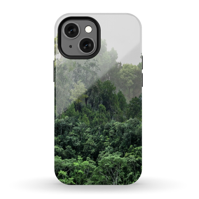 iPhone 13 mini StrongFit Tropical Foggy Forest by ''CVogiatzi.
