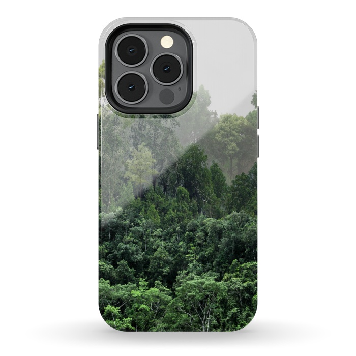 iPhone 13 pro StrongFit Tropical Foggy Forest by ''CVogiatzi.