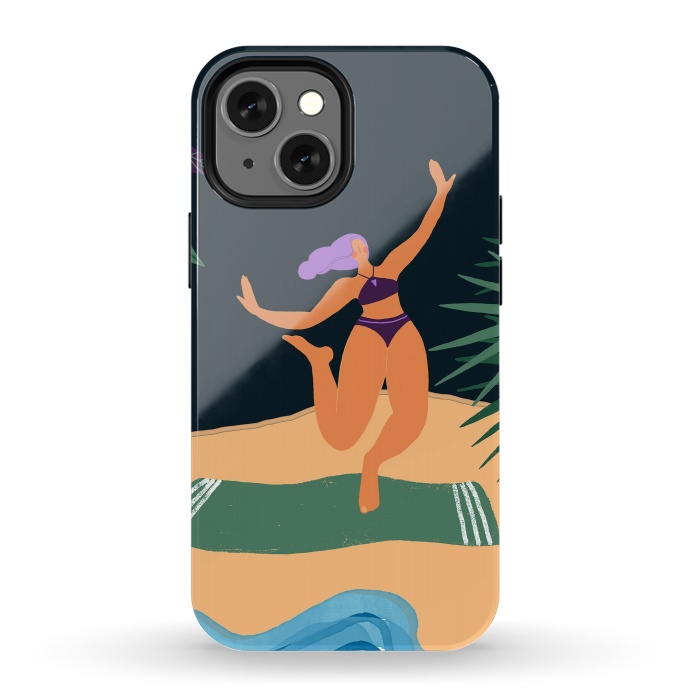 iPhone 13 mini StrongFit Eve - Dancing Girl at Tropical Jungle Beach by  Utart