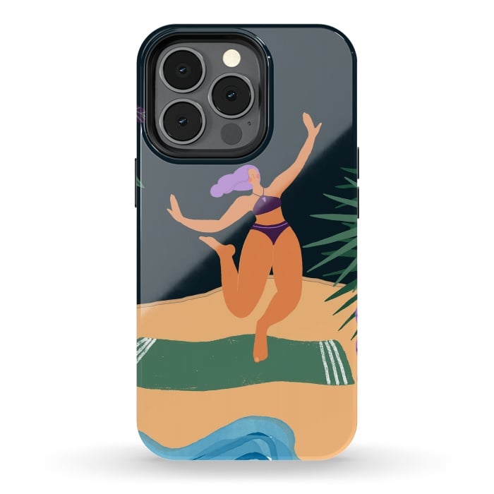 iPhone 13 pro StrongFit Eve - Dancing Girl at Tropical Jungle Beach by  Utart