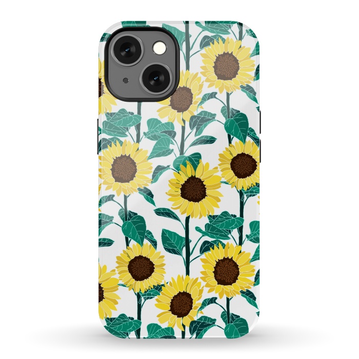 iPhone 13 StrongFit Sunny Sunflowers - White  by Tigatiga