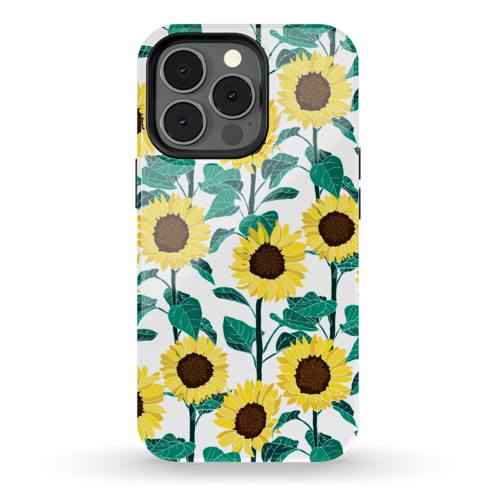 iPhone 13 pro StrongFit Sunny Sunflowers - White  by Tigatiga