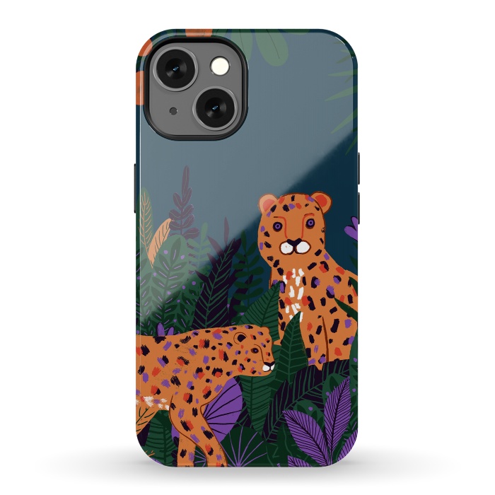iPhone 13 StrongFit Two Cheetahs in Tropical Jungle by  Utart