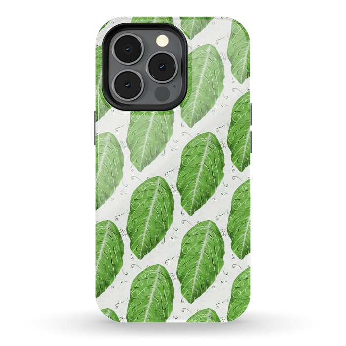 iPhone 13 pro StrongFit Swirly Green Leaf Pattern by Boriana Giormova