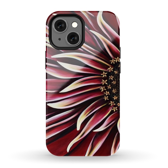 iPhone 13 mini StrongFit Wild Red Zinnia by Denise Cassidy Wood