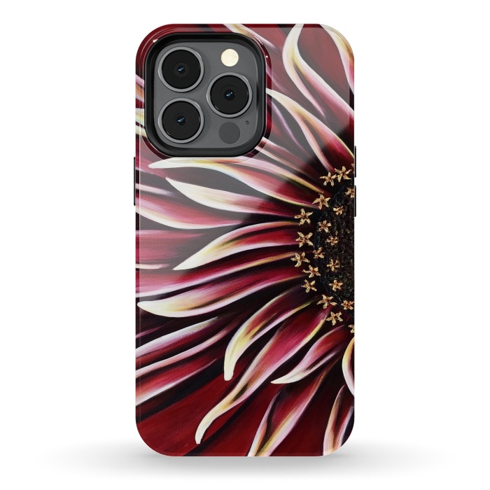 iPhone 13 pro StrongFit Wild Red Zinnia by Denise Cassidy Wood