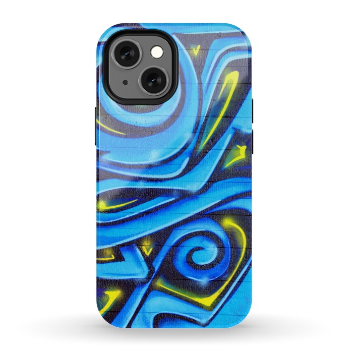 iPhone 13 mini StrongFit Blue Yellow Graffiti by Andrea Haase