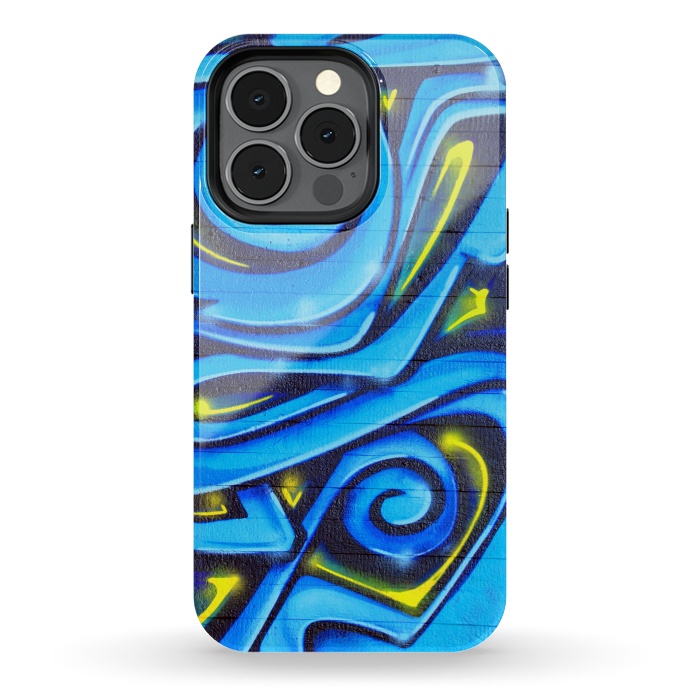iPhone 13 pro StrongFit Blue Yellow Graffiti by Andrea Haase