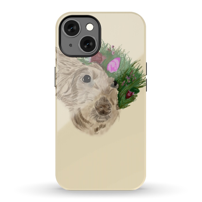 iPhone 13 StrongFit Flowers with dog by Merveilleux Clement
