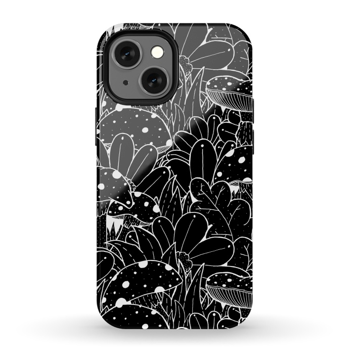 iPhone 13 mini StrongFit Black and white autumn pattern by Steve Wade (Swade)