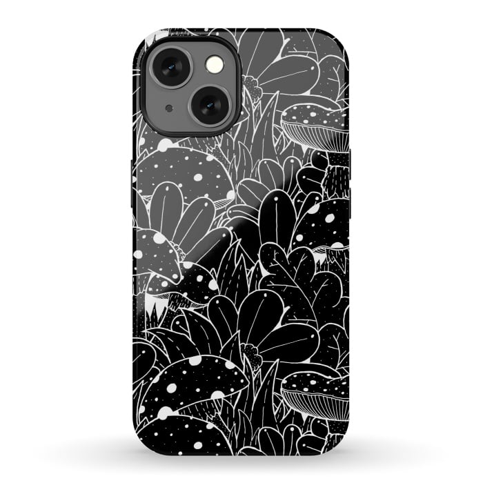 iPhone 13 StrongFit Black and white autumn pattern by Steve Wade (Swade)