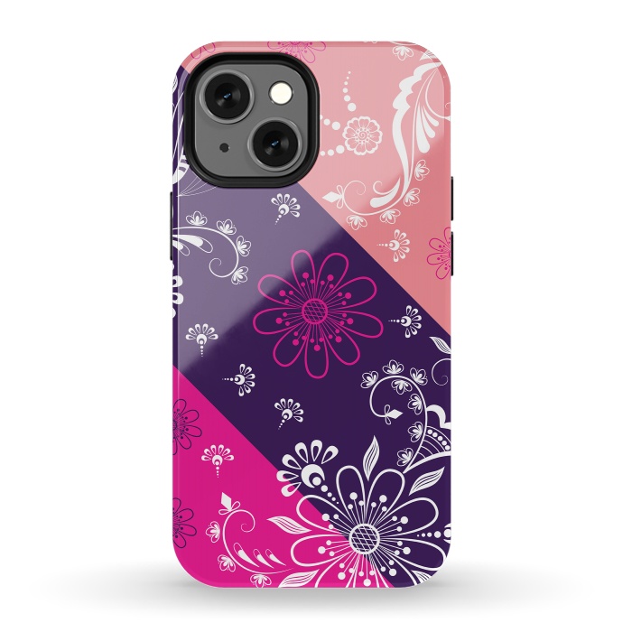 iPhone 13 mini StrongFit Diagonal Flowers by Rossy Villarreal