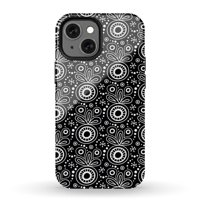 iPhone 13 mini StrongFit Abstract Doodle Pattern Black by Majoih