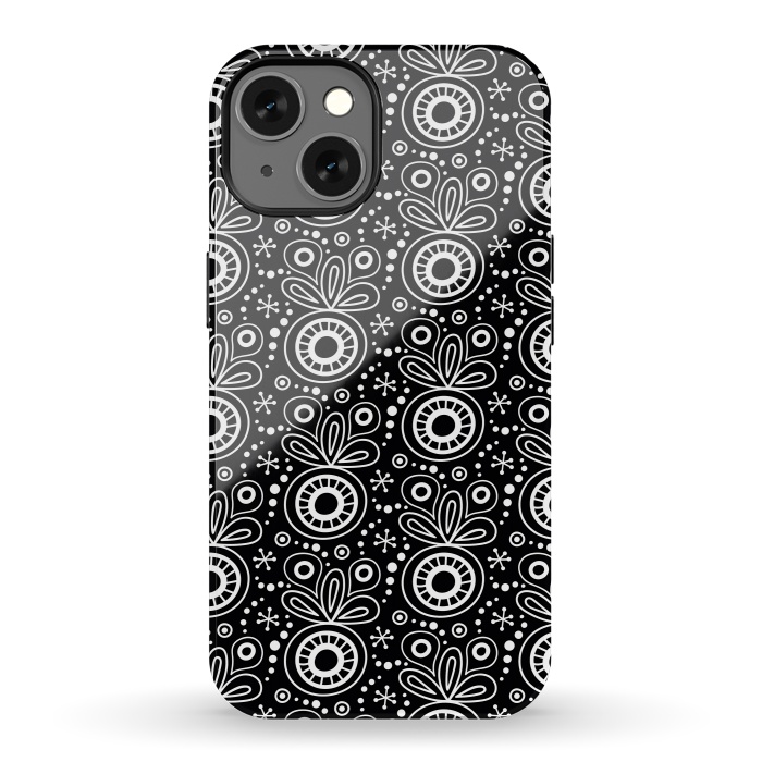 iPhone 13 StrongFit Abstract Doodle Pattern Black by Majoih