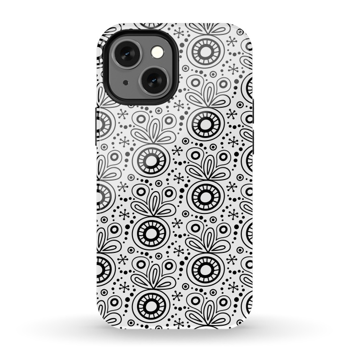 iPhone 13 mini StrongFit Abstract Doodle Pattern White by Majoih