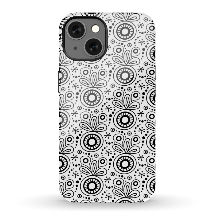 iPhone 13 StrongFit Abstract Doodle Pattern White by Majoih
