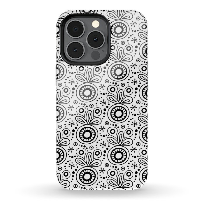 iPhone 13 pro StrongFit Abstract Doodle Pattern White by Majoih