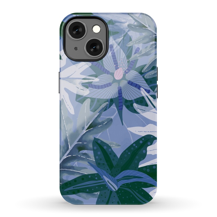 iPhone 13 StrongFit Blue Purple Aloha Tropical Jungle  by  Utart