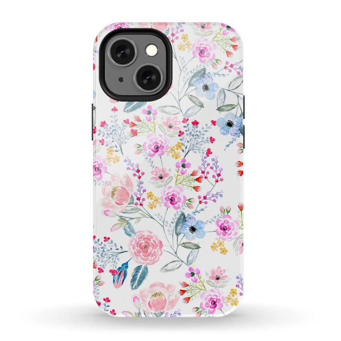 iPhone 13 mini StrongFit Vintage floral Watercolor hand paint design by InovArts