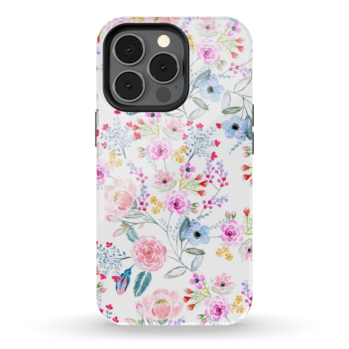 iPhone 13 pro StrongFit Vintage floral Watercolor hand paint design by InovArts