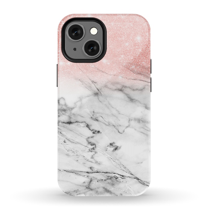 iPhone 13 mini StrongFit Rose Gold Glitter on Marble by  Utart