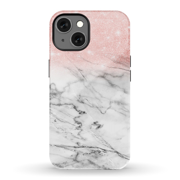 iPhone 13 StrongFit Rose Gold Glitter on Marble by  Utart