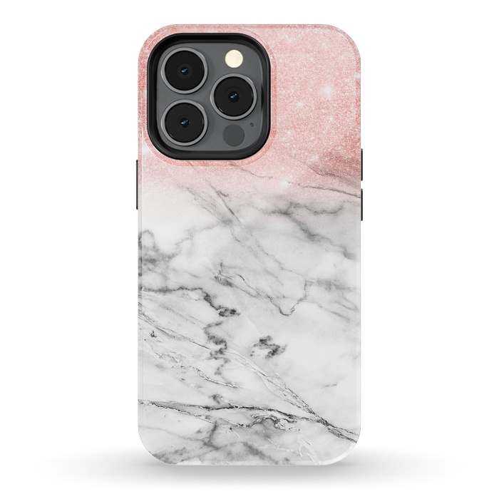 iPhone 13 pro StrongFit Rose Gold Glitter on Marble by  Utart