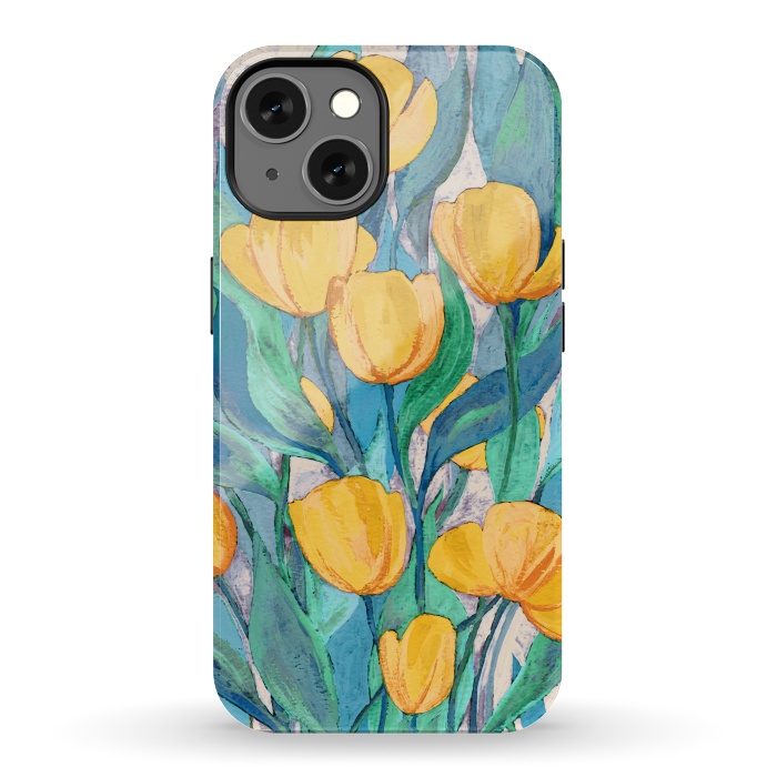 iPhone 13 StrongFit Blooming Golden Tulips in Gouache  by Micklyn Le Feuvre