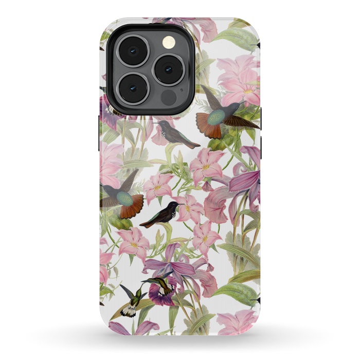 iPhone 13 pro StrongFit Hummingbirds and Tropical Flowers by  Utart